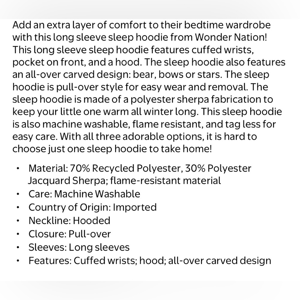 NWT Wonder Nation Sherpa Hoodie L 10-12 Camel Bear Cozy Hooded Sleepwear - Picture 4 of 8